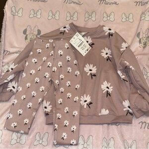 Floral Print Sweatshirt and Leggings Set